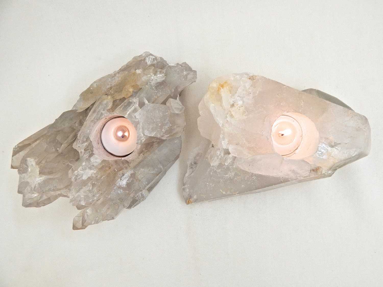 Large Raw Crystal Candle Holders Natural Rustic Crystal