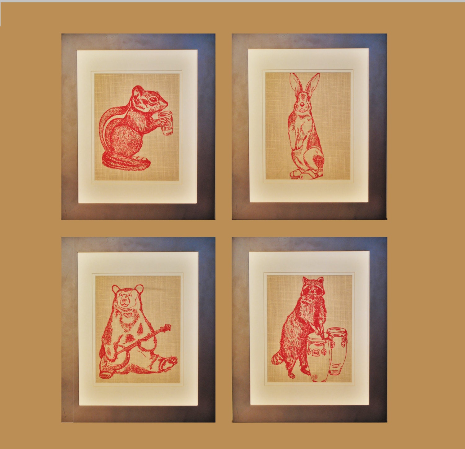 Rustic Wall Art Prints Wildlife Animal Home by HeapsHandworks