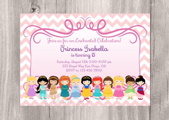 Princess Invitation Printable Invitation. Princess by JCpartyprint