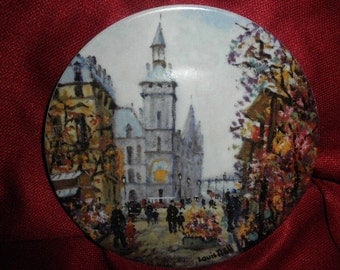 Plate by Luis Dali Porcelaine de Limoges France "Le Marche Aux Fleurs Et La Conciergerie"