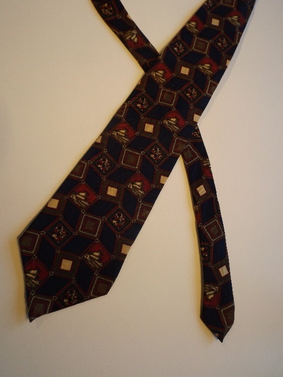 Vintage Men’s Tie, Geometric Shapes Silk Neck Tie, Raphael Roma Milano ...