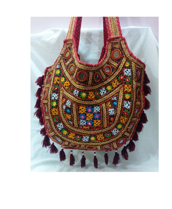 large Indian Tribal Bag, Boho style tote, Ethnic hand work bag ...