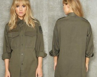 Austrian army fieldshirt shirt jacket olive / khaki f2 military mens womens