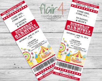 Printable Circus/Carnival Invitation - Circus/Carnival Birthday Invitation - Digital File (3x8.5)