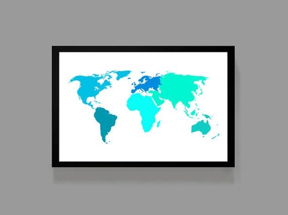 Worldmap Graphic Poster Print 11x17 Size Colors Are