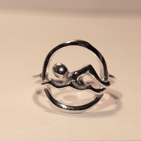 Items similar to swimmers ring swim gift sterling silver swim ring