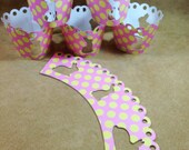 Cupcake Wrappers w/ Matching Toppers- Pink Print Glitter Bunnies Il_170x135