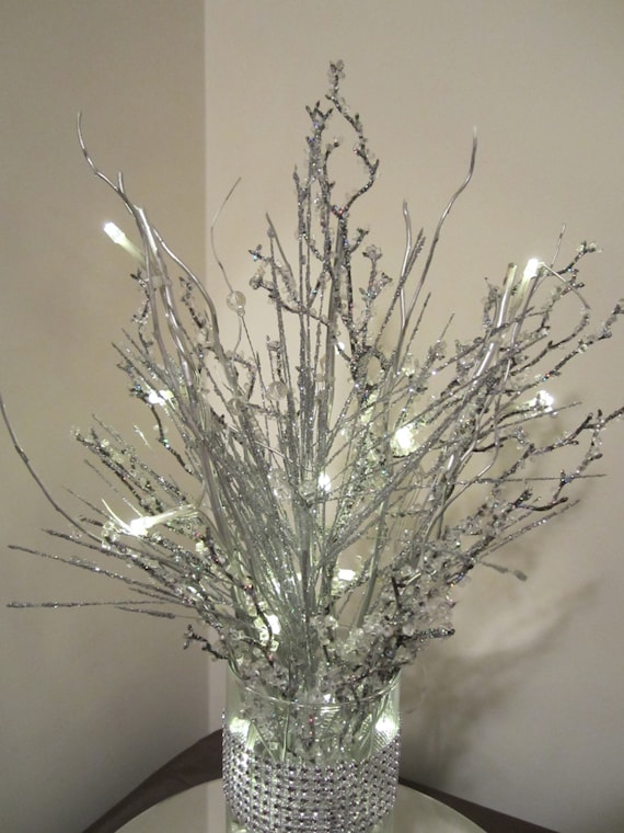 3 Wedding Christmas Table Centerpiece Lighted Tree Ice