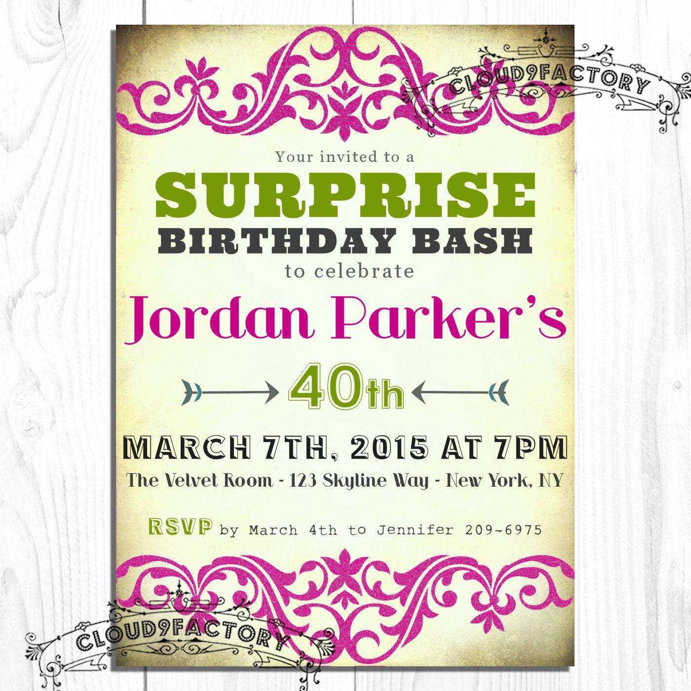 SURPRISE Birthday Party Invitation Digital Printable Invite