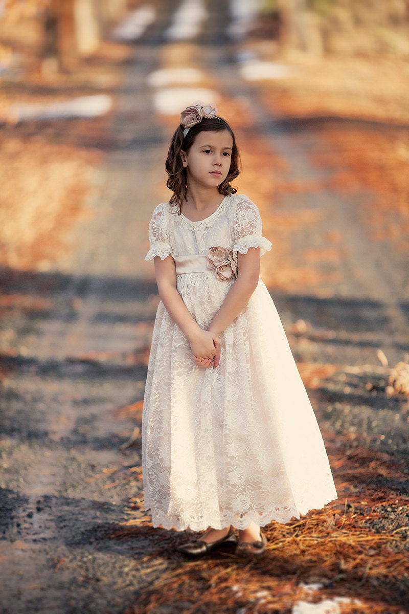 Girl's Lace Dress Lace Flower Girl Dress by SaintJamesCouture