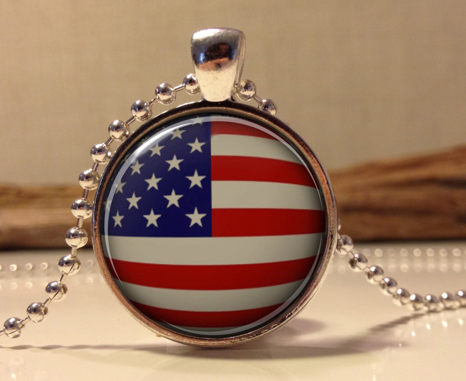 American Flag Necklace Patriotic American Flag Necklace