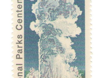 10 Unused 1972 Yellowstone National Park - Old Faithful - Vintage Postage Stamps Number 1453