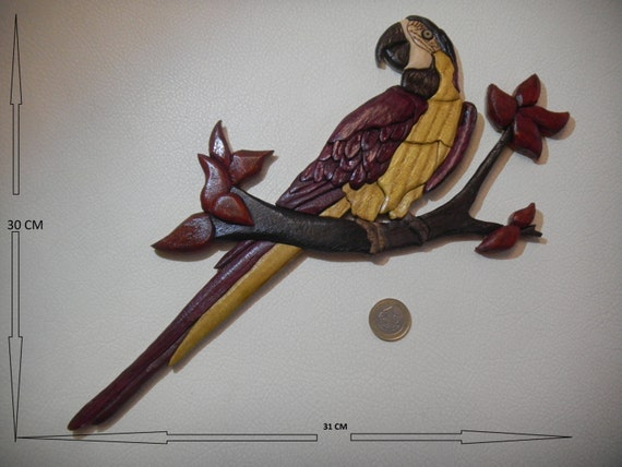 Items similar to intarsia, wood handmade macaw on Etsy