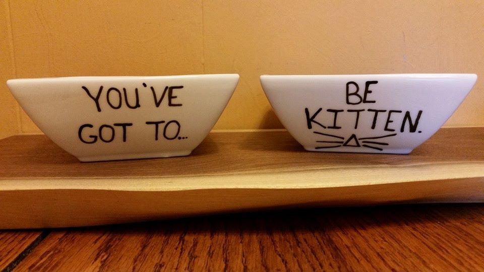 Cat DishesFood DishesCatPetPet Dishes Hand PaintedSet