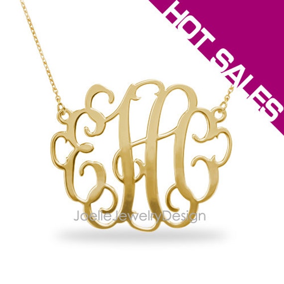 Personalized monogram necklace gold by JoelleJewelryDesign on Etsy