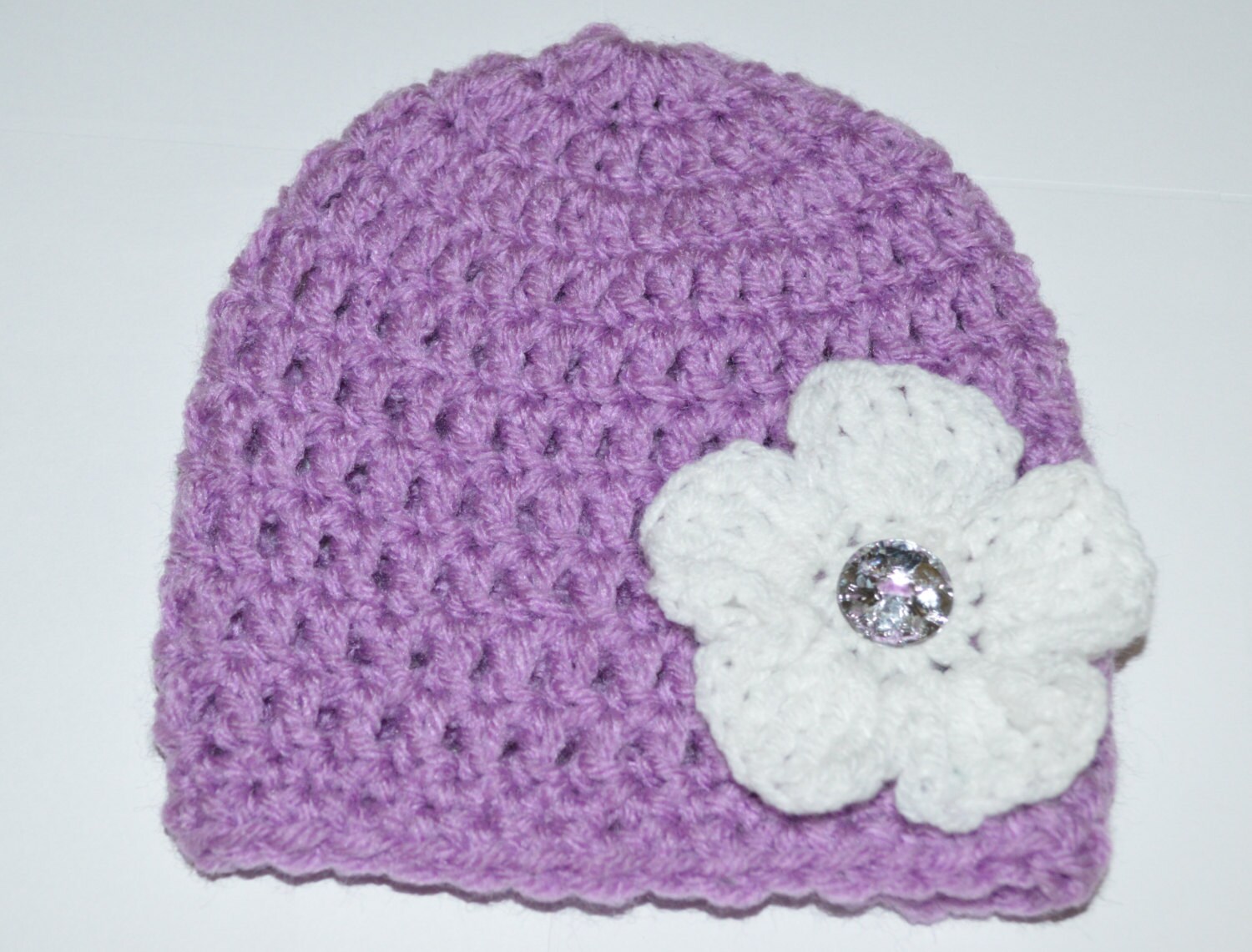 Purple crochet hat crochet beanie baby girl by byJuliasDesigns