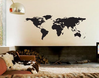 Big Global World Map Atlas Vinyl Wall Art Decal Sticker