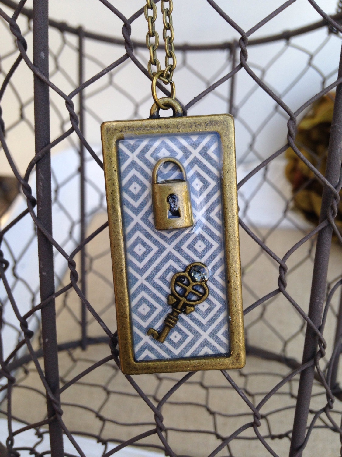 lock and key unique necklace by MarlyRozDesigns on Etsy