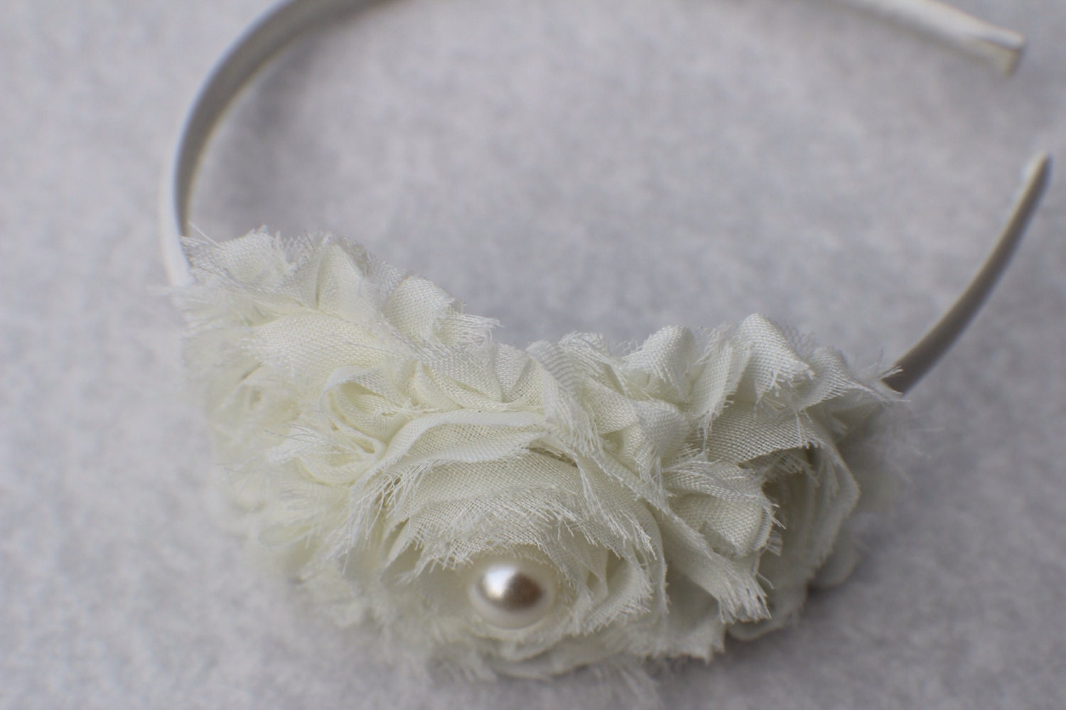 Ivory headband plastic cream flower girl by SummerBloomKids