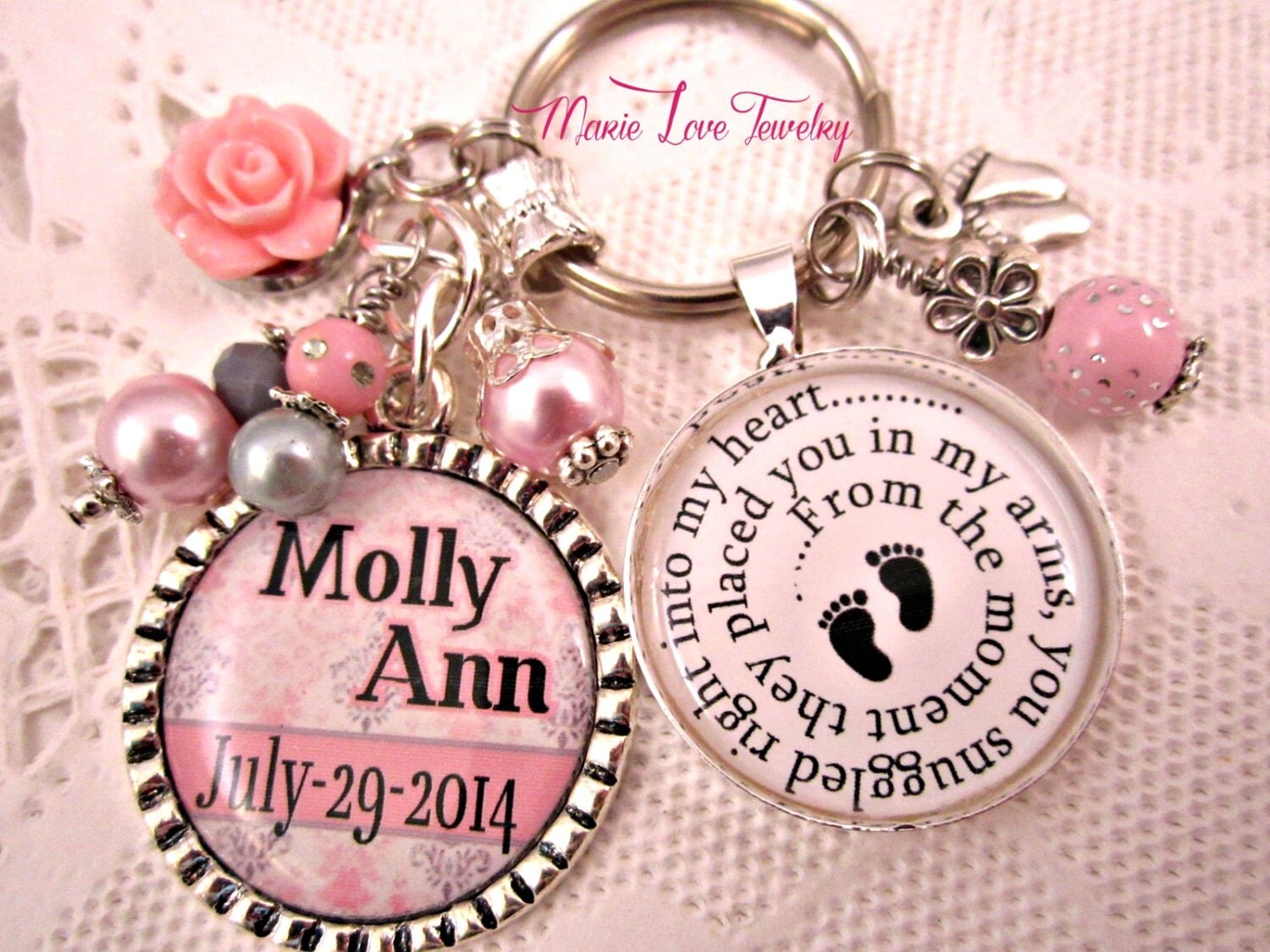 New Baby Key Chain Personalized New Baby Key by MarieLoveJewelry