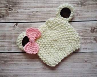 Crochet teddy bear Hat, Newborn bear hat, Baby teddy bear hat, Ecru teddy bear hat