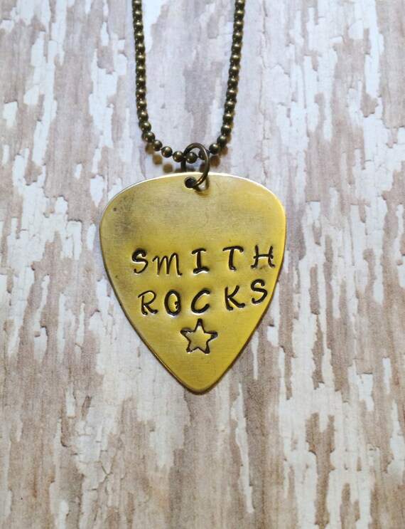 Items similar to Hand Stamped Personalized Guitar Pick Necklace on Etsy