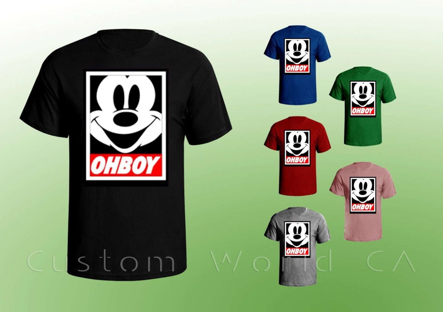 Oh Boy Mickey Mouse Inspired Obey men Tshirt by CustomWorldCA