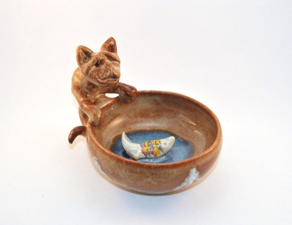 Handmade Pottery Cat Bowl By Juniemoonspottery On Etsy