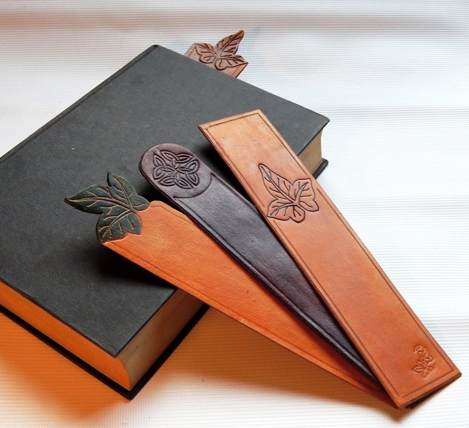 Leather Bookmark Ivy Leaf Bookmark Celtic Knot Bookmark