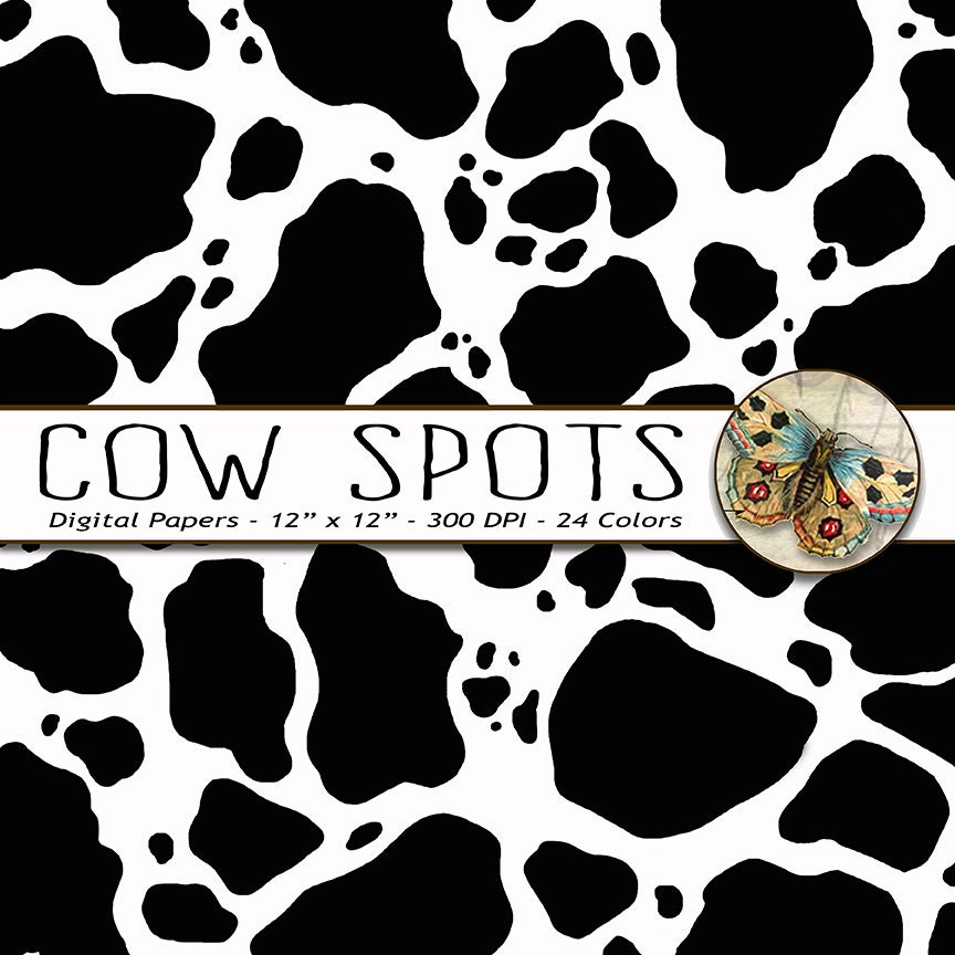 Cow Print Digital Paper Cow Print Paper for Scrapbooking Cow