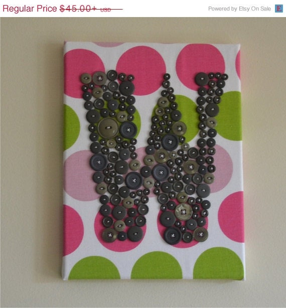 Button Letters Canvas Nursery Wall Art