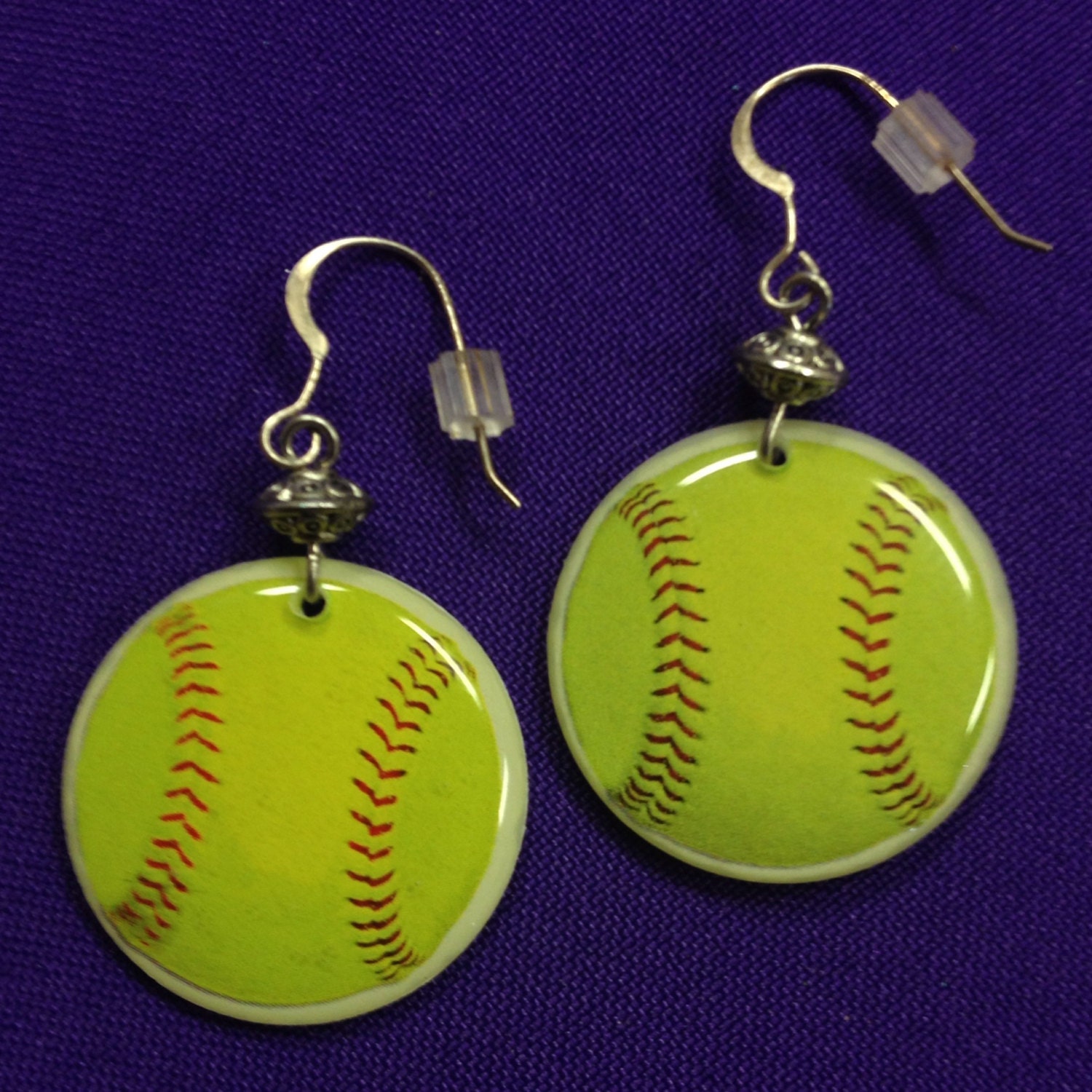 Fast Pitch or Softball Earrings on sterling earwires