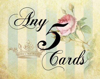 Greeting Cards, Art Cards, Marie Antionette themed cards, Original Art Cards, Choose any 5 WickedlyLovely Art Greetings cards