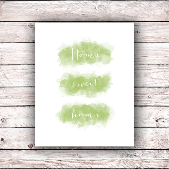 Home Sweet Home Watercolor Printable Art Print Instant Digital