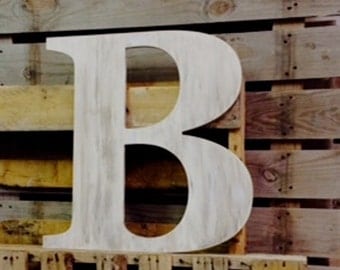 Wedding Guest Book Big wooden letter B distressed alphabet capital hand painted custom wedding letter, family sign, initial, monogram, B