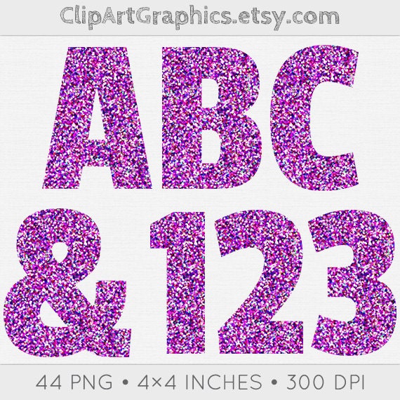 Purple Glitter Alphabet Graphics Purple by ClipArtGraphics on Etsy
