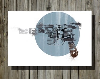 Star Wars han solo blaster print movie poster minimalist poster geek art print sci fi print