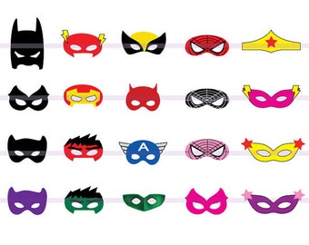 Instand DL -20 SUPERHERO Masks Cut-Out Birthday Party -Printable -Mask (Printable)