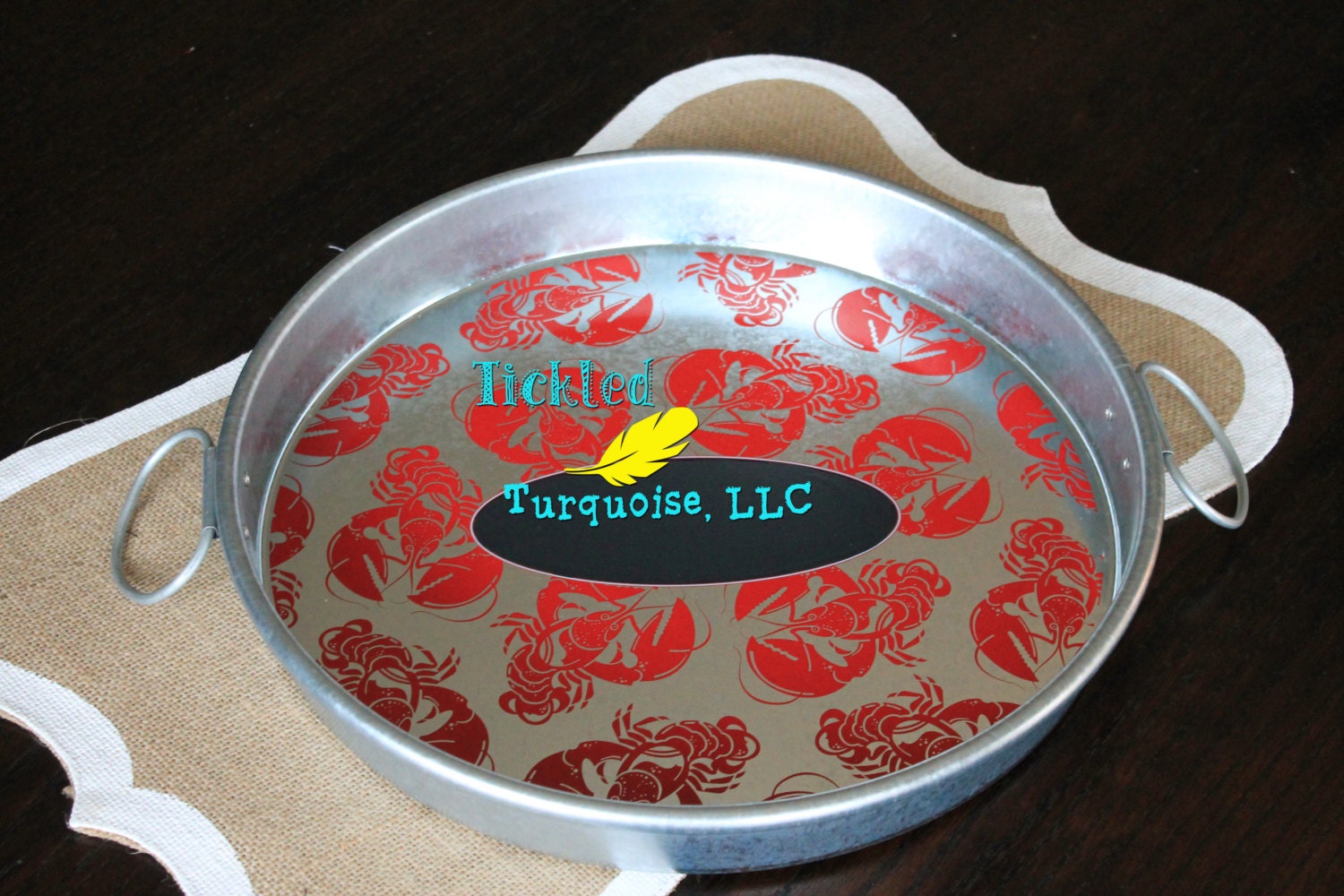 Crawfish Boil Tray/Platter with Chalkboard Oval