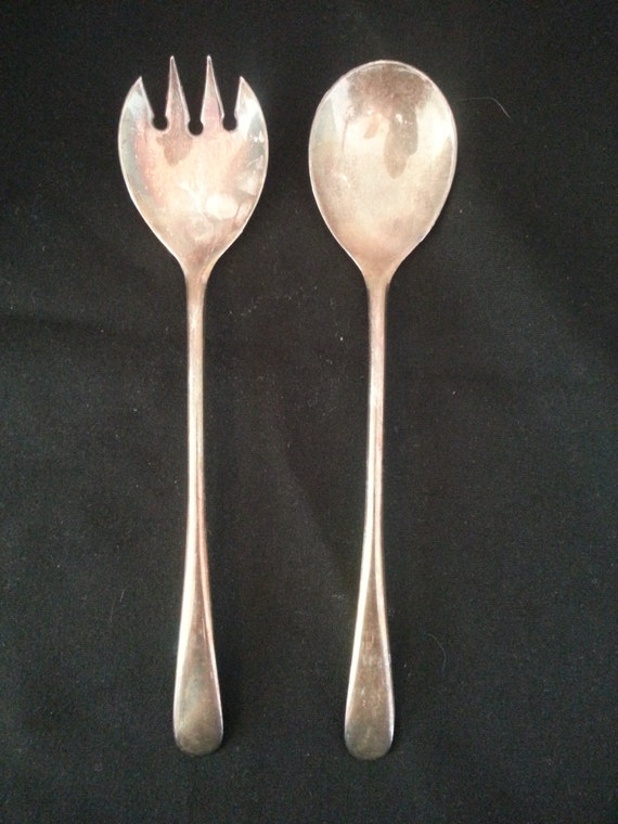 Silverplate Fork & Spoon Salad Serving Set