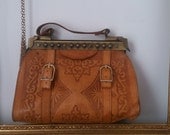 SALE SALE SALE tan leather vintage handbag very unique handcrafted bag vintage ladies bag super quality leather