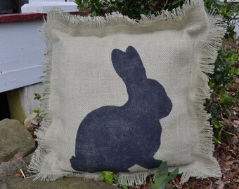 burlap bunny pillow