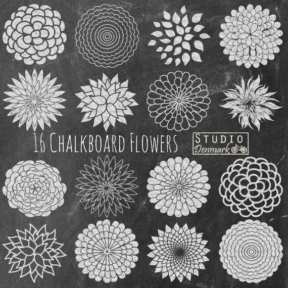 Chalk Flowers Clipart Chalkboard Mum Flowers and Chalkboard
