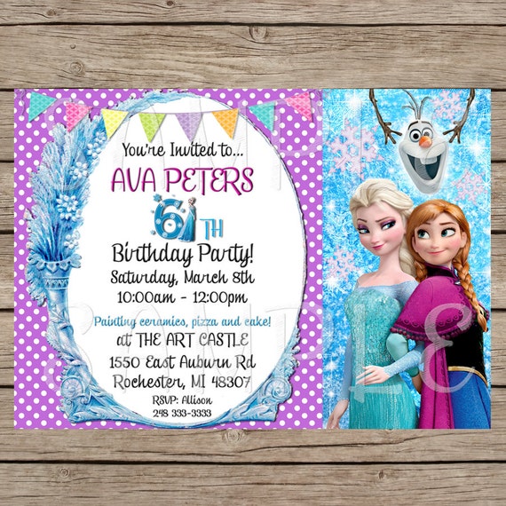 Items similar to Elsa and Anna Frozen Birthday Party Invitation 4x6 on Etsy