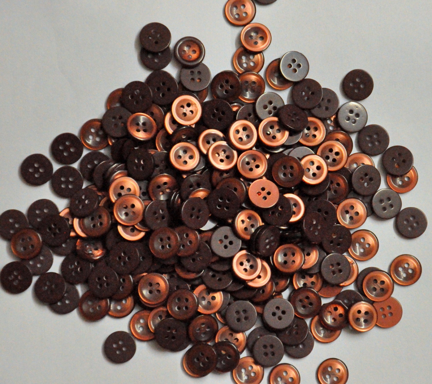 50 Pieces Brown shiny Plastic Resin Buttons 10 by ButtonCollection