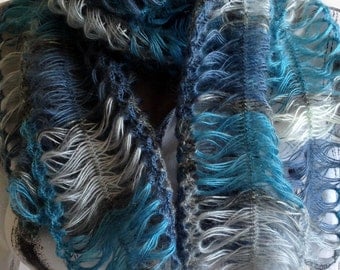 Hairpin Loom Scarf / Beautiful scarf/ Crochet Dark Blue Scarf/ Crochet Lace Scarf/ Hairpin Crochet Scarf/ Lace Scarf/ Lace Crochet Scarf