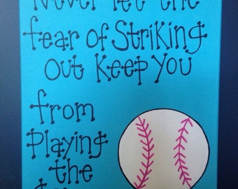 Items similar to Baseball vinyl decal Don't let the Fear of striking ...
