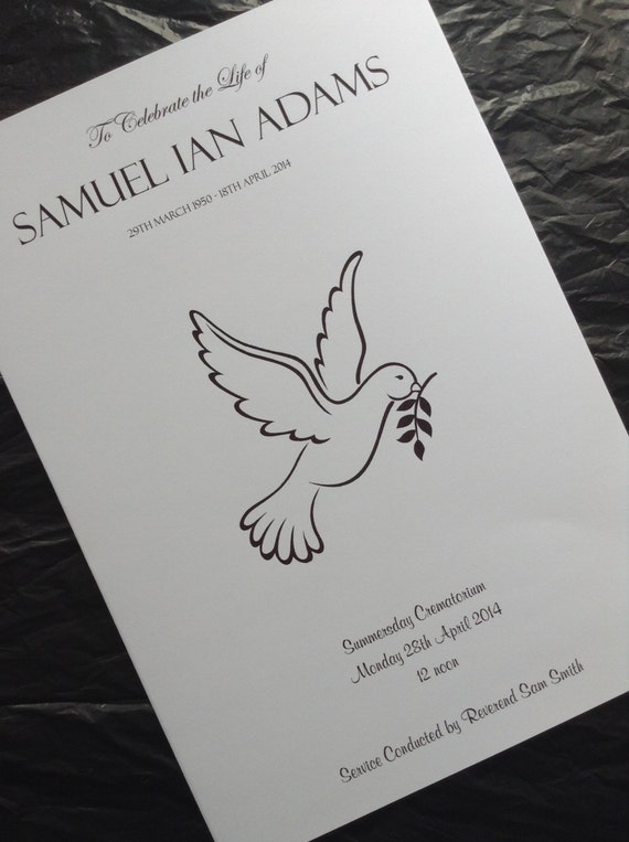 Funeral Order of Service Program Hymn Sheet by FuneralsandFavours