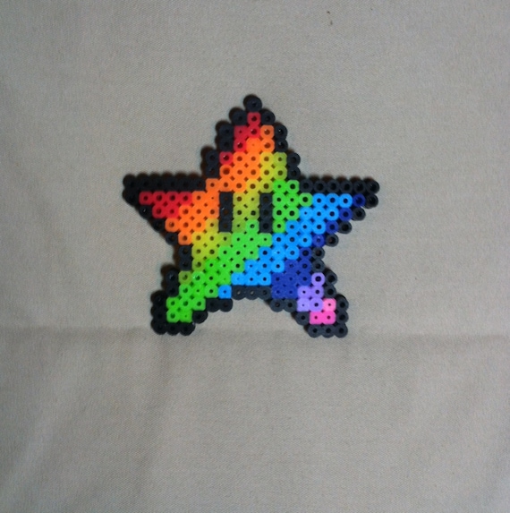 Items similar to Rainbow Perler Bead Mario Star on Etsy