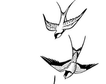 Flying swallows - Temporary tattoo